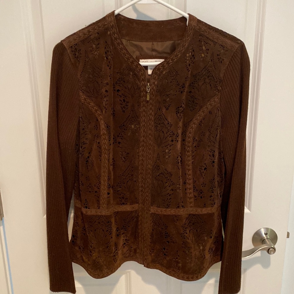 Coldwater Creek Jacket - Pierced Leather & Knit S